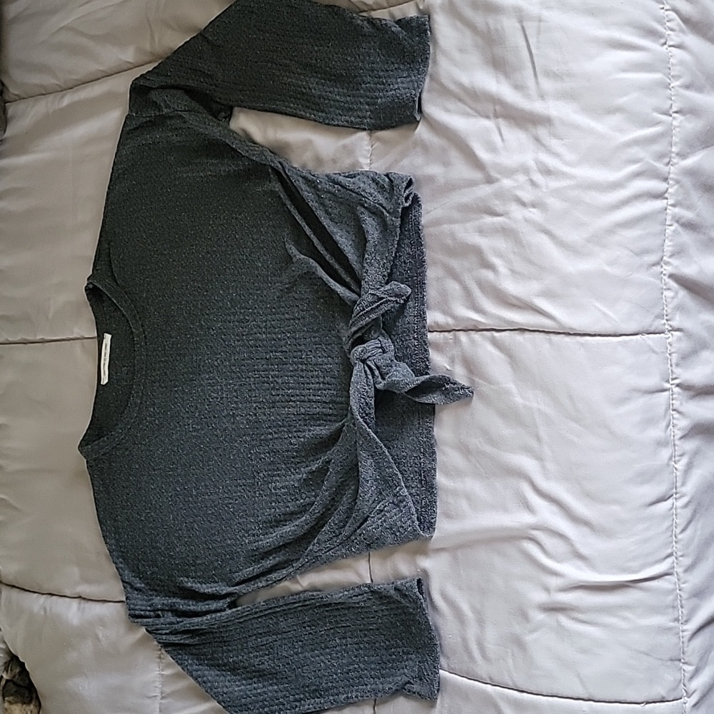 Caution To The Wind Longsleeve Stretch Crop Sweater,  Color Gray,  Size Small